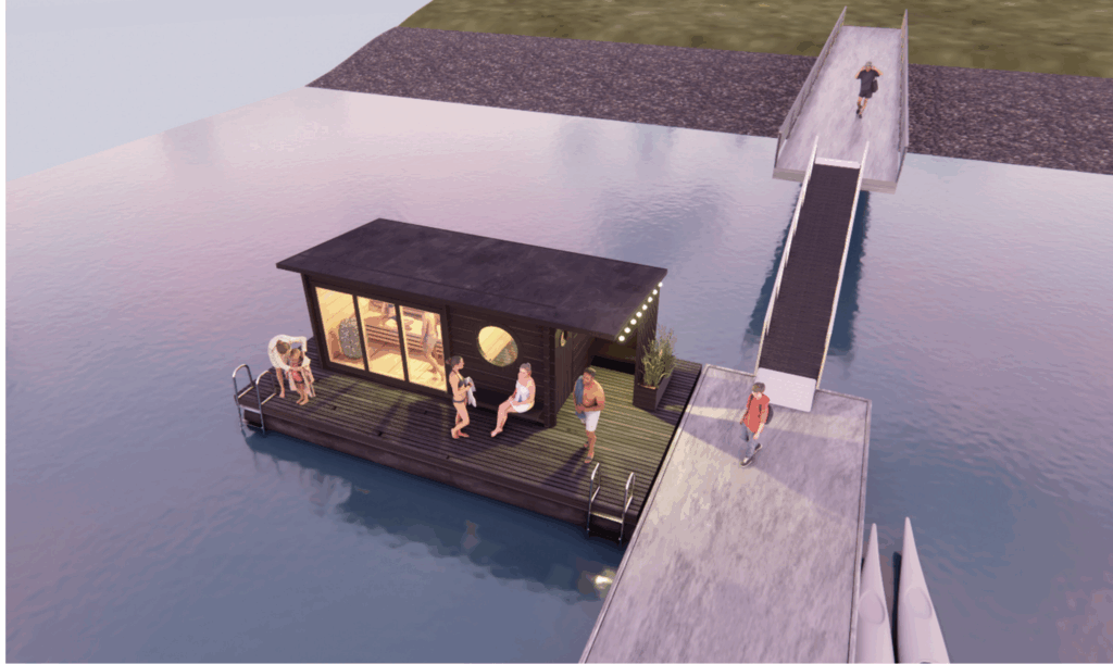 Stim Sauna på Skogn. Illustrasjon: Arkitektkontoret ErlikPluss